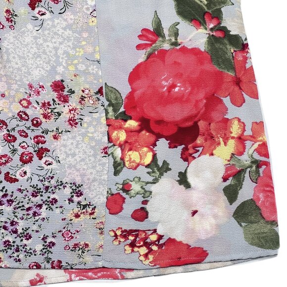 Fig and Flower Floral Boho V-Neck Crepe Tunic Mother of Pearl Buttons Sz XL NWOT - Picture 7 of 10